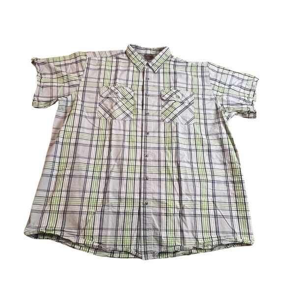 Great Northwest Shirt Mens 2XLT Plaid Short Sleeve Green Plaid Preppy Golf Shirt - Picture 6 of 9